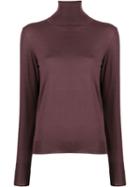 Roberto Collina Roll Neck Knitted Top - Purple