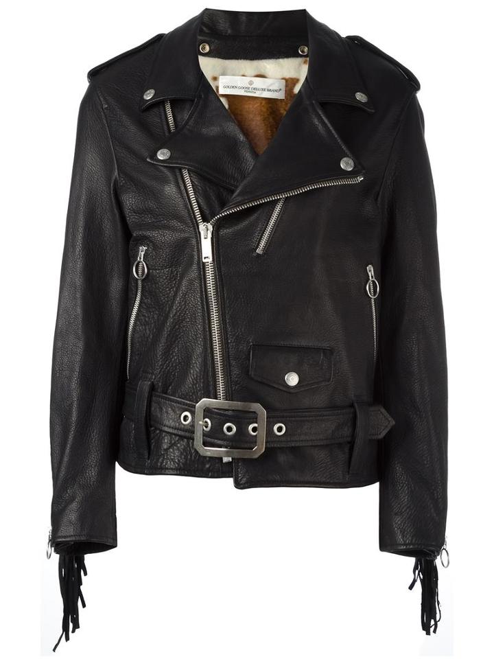 Golden Goose Deluxe Brand 'chiodo' Biker Jacket, Women's, Size: Small, Black, Calf Leather/polyester/viscose/cotton