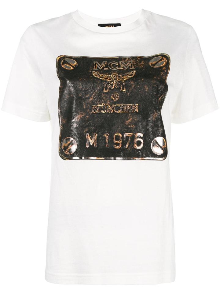 Mcm Metallic Logo Print T-shirt - White