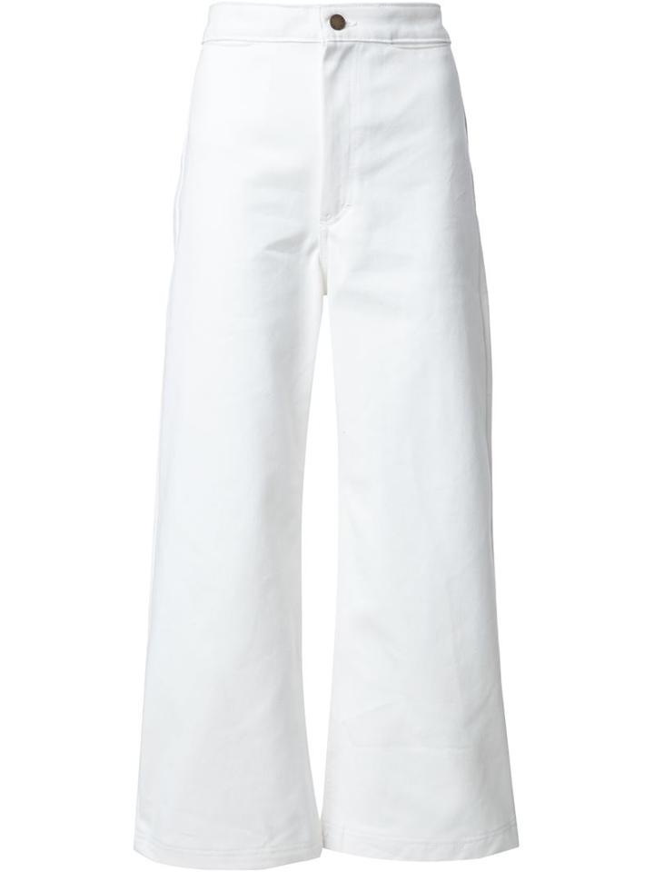 Apiece Apart High Waist Cropped Straight Leg Jeans, Women's, Size: 8, White, Cotton
