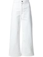 Apiece Apart High Waist Cropped Straight Leg Jeans, Women's, Size: 8, White, Cotton
