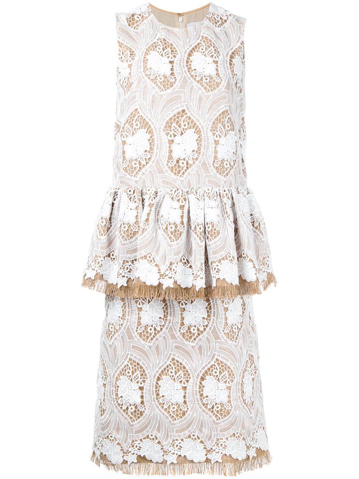 Huishan Zhang Embroidered Dress, Women's, Size: 8, Brown, Polyester