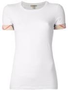 Burberry Brit House Check Cuffs T-shirt, Women's, Size: L, White, Cotton/spandex/elastane
