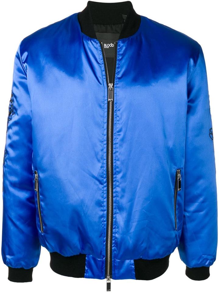 Blood Brother Raffle Bomber Jacket - Blue