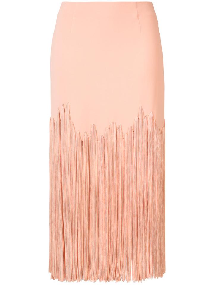 Sally Lapointe Fringed Midi Skirt, Women's, Size: 6, Pink/purple, Spandex/elastane/acetate/viscose
