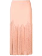 Sally Lapointe Fringed Midi Skirt, Women's, Size: 6, Pink/purple, Spandex/elastane/acetate/viscose