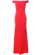 Alexander Mcqueen - Off-shoulder Gown - Women - Silk/acetate/viscose - 44, Red, Silk/acetate/viscose