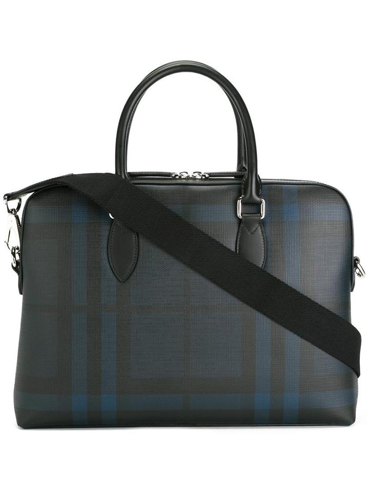 Burberry Checked Shoulder Bag, Men's, Black, Pvc