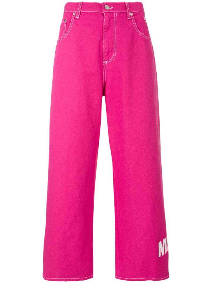 Msgm Fuchsia Flared Trousers - Pink