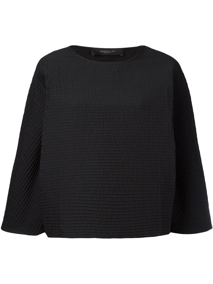 Federica Tosi - Textured Blouse - Women - Cotton/polyamide/spandex/elastane - S, Black, Cotton/polyamide/spandex/elastane
