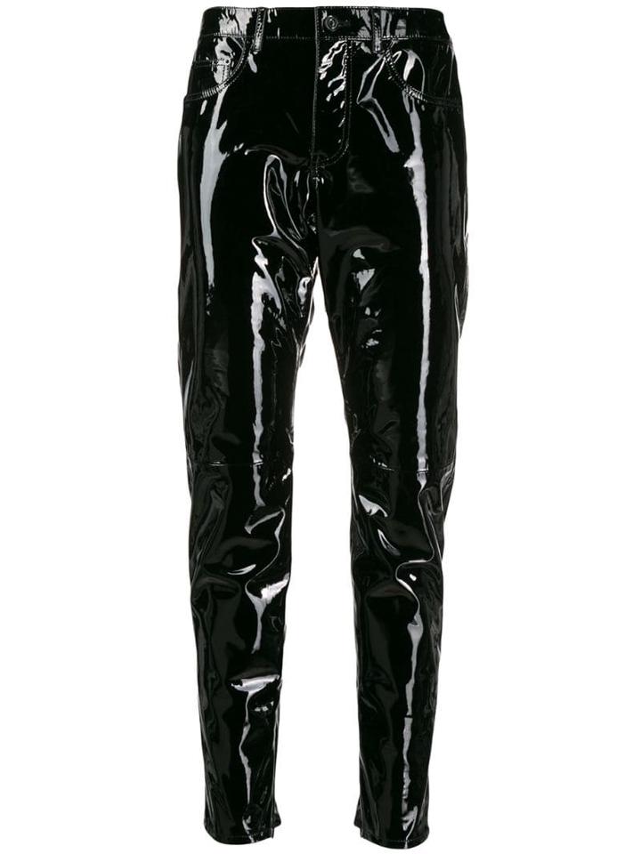 Saint Laurent Patent Tapered Trousers - Black