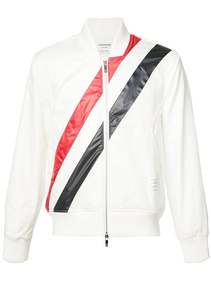 Thom Browne - Striped Bomber Jacket - Men - Cotton/polyester - I, White, Cotton/polyester