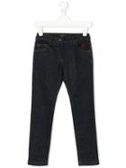 Dolce & Gabbana Kids - Embroidered Ladybug Jeans - Kids - Cotton/calf Leather/polyester/spandex/elastane - 4 Yrs, Blue