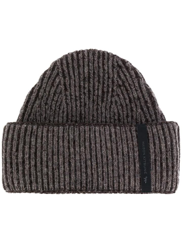 Maison Kitsuné Mottled Knit Beanie - Brown