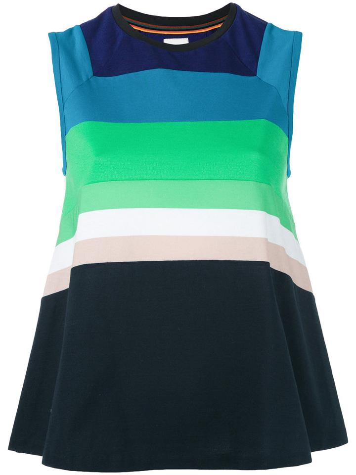 Paul Smith - Striped Flared Tank Top - Women - Cotton - M, Black, Cotton