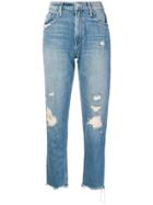 Mother Distressed Straight-leg Jeans - Blue