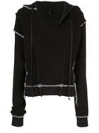 Unravel Project Contrast Stitch Hoodie - Black