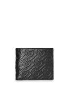 Burberry Monogram Leather Bifold Wallet With Id Card Case - Black