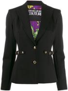 Versace Jeans Couture Belted Waist Tailored Blazer - Black