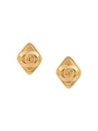 Chanel Vintage Geometric Logo Earrings - Metallic