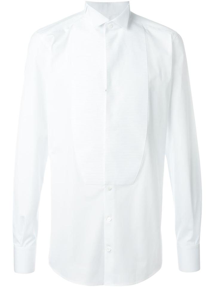 Dolce & Gabbana Bib Shirt, Men's, Size: 41, White, Cotton