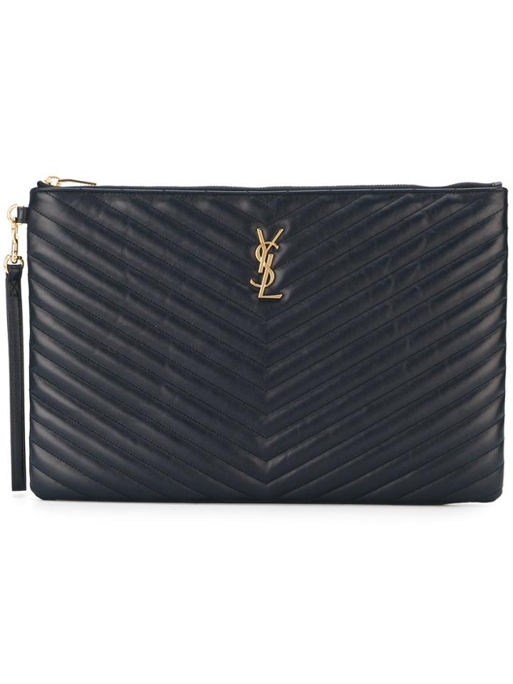 Saint Laurent Large 'monogram' Clutch - Blue