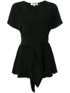Diane Von Furstenberg Tied Short Sleeved Blouse - Black