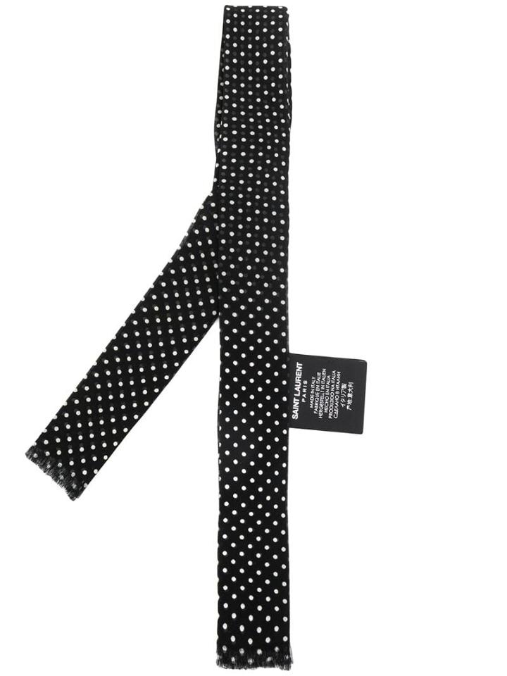 Saint Laurent Polka Dots Narrow Scarf - Black