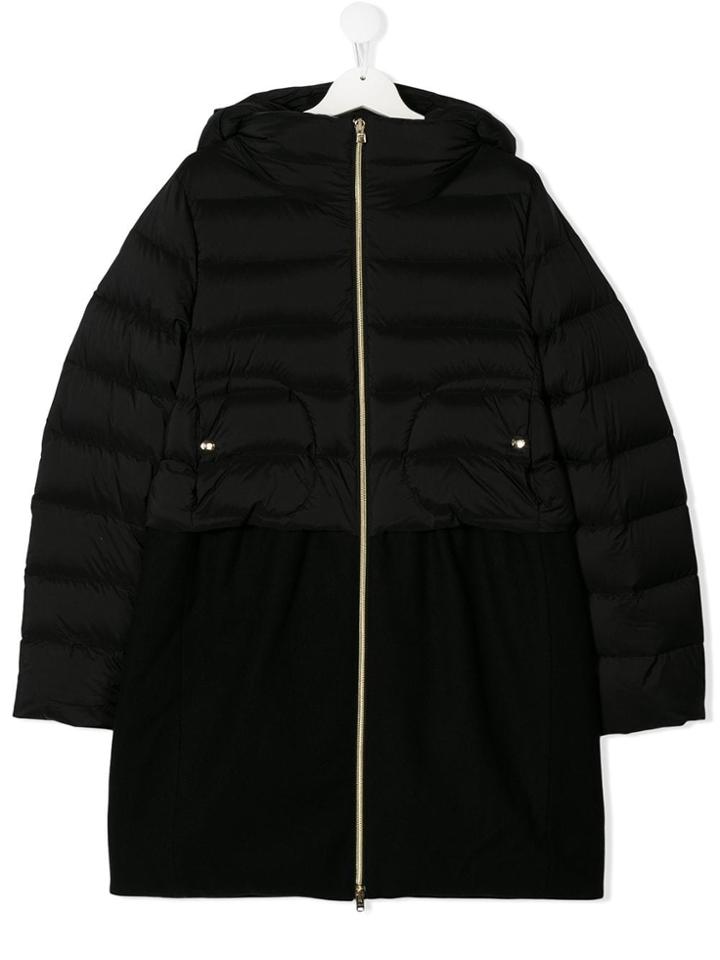 Herno Kids Teen Padded Long Coat - Black