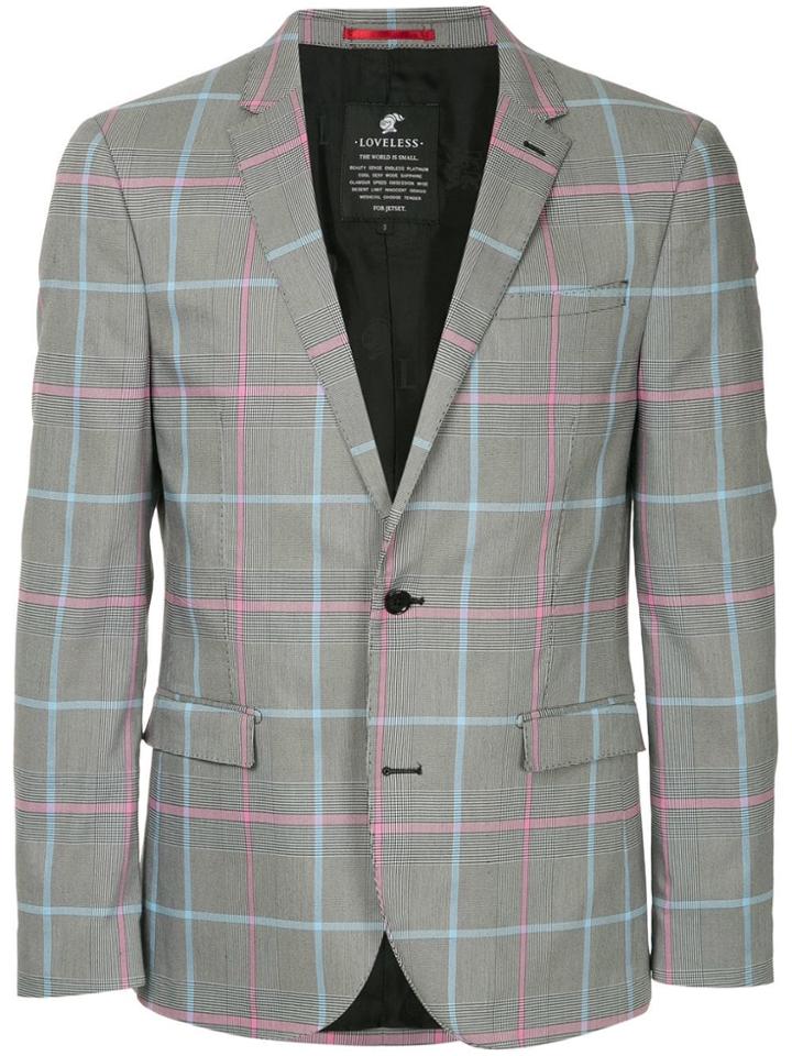Loveless Check Single-breasted Blazer - Grey