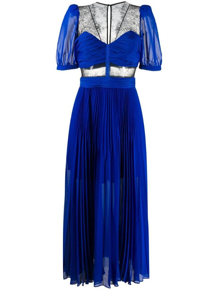 Self-portrait Lace Panel Dress - Blue