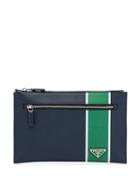 Prada Saffiano Zipper Pouch - Blue