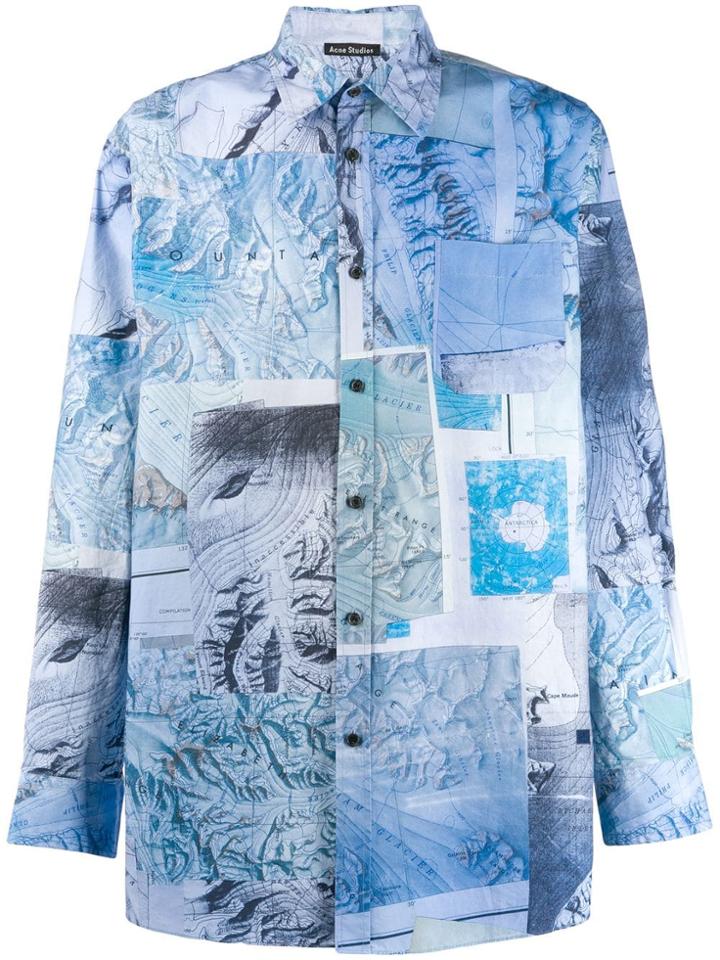 Acne Studios Map Print Shirt - Blue