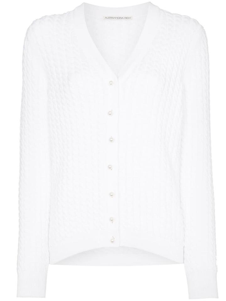 Alessandra Rich Knitted Button-down Cardigan - White