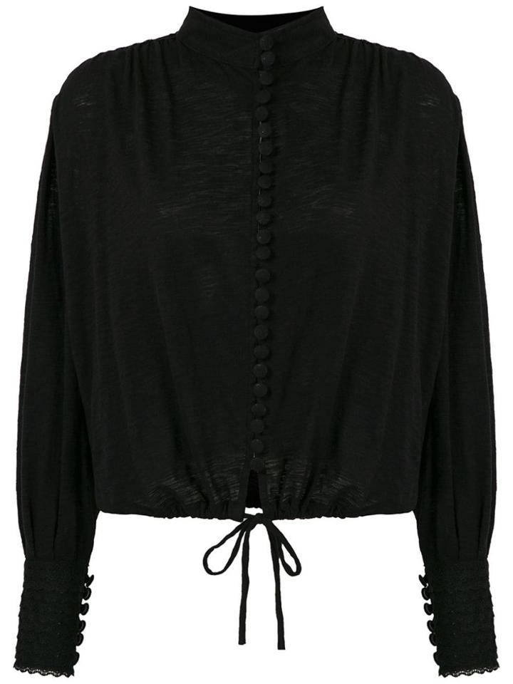 Andrea Bogosian Drawstring High Neck Blouse - Black