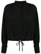 Andrea Bogosian Drawstring High Neck Blouse - Black