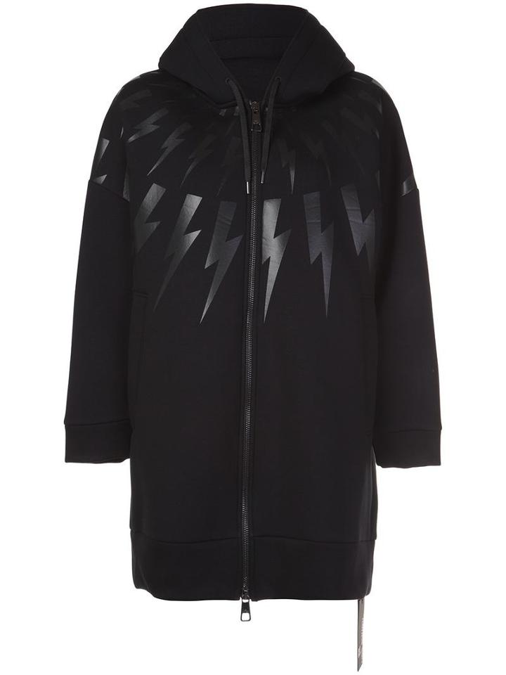 Neil Barrett 'bolt' Long Hoodie, Women's, Size: Small, Black, Cotton/lyocell