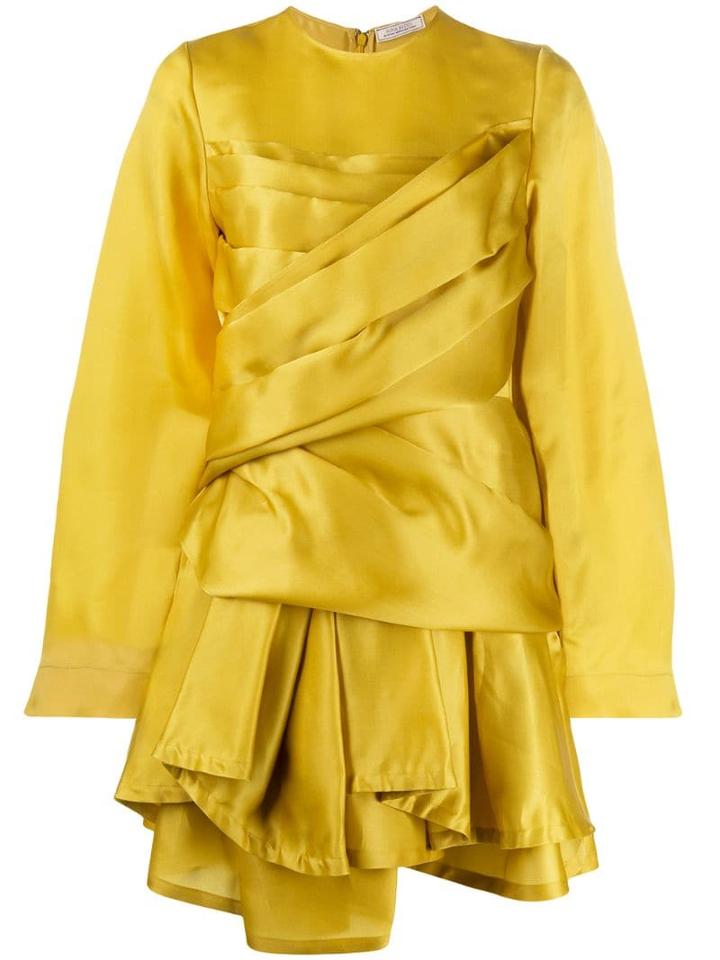 Nina Ricci Draped Asymmetric Hem Dress - Yellow