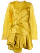 Nina Ricci Draped Asymmetric Hem Dress - Yellow