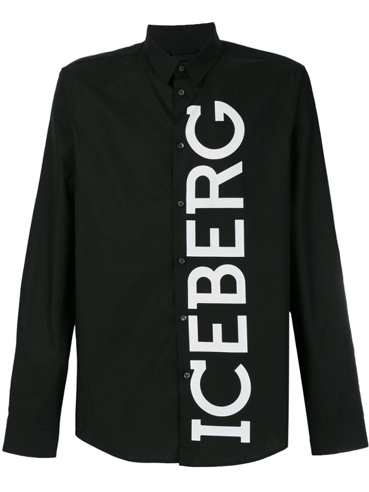 Iceberg Logo Printed Shirt - Black