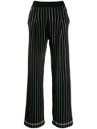 Barrie Striped Trousers - Black