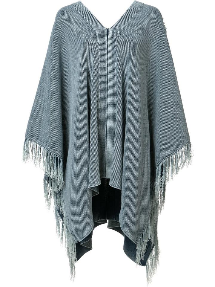 Chloé Fringed Poncho, Women's, Size: Xs/s, Blue, Cotton