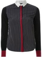 Guild Prime Pinstriped Multipattern Contrast Cuff Button Down Shirt, Women's, Size: 36, Black, Polyester