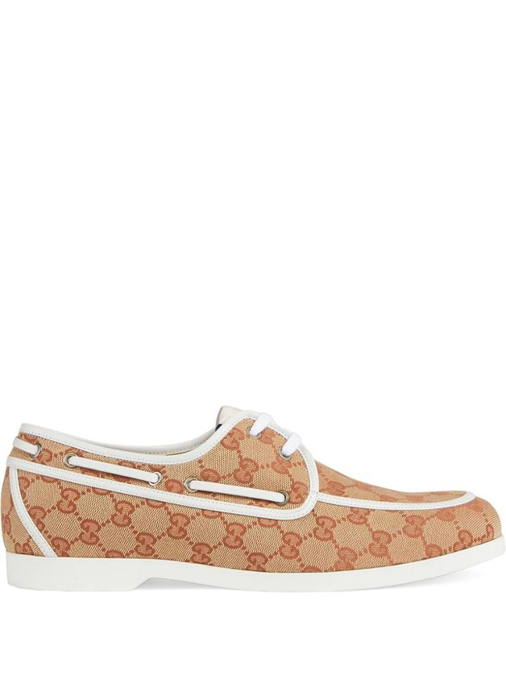 Gucci Gg Canvas Boat Shoes - Brown