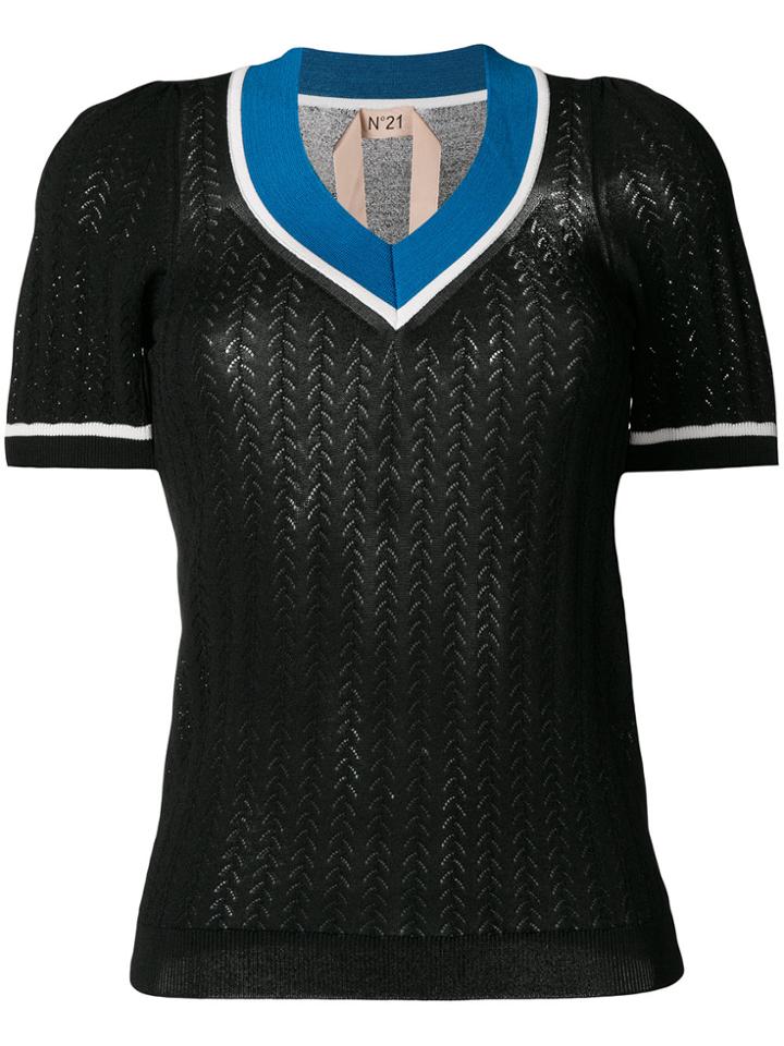 No21 V-neck Knitted Top - Black