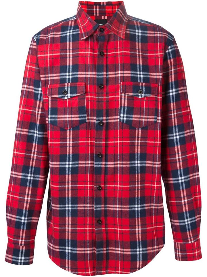 Les (art)ists Tartan 'pharrell 73' Shirt, Men's, Size: Large, Red, Cotton