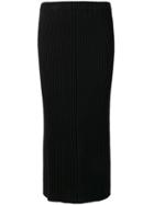 Allude Ribbed Midi Skirt - Black