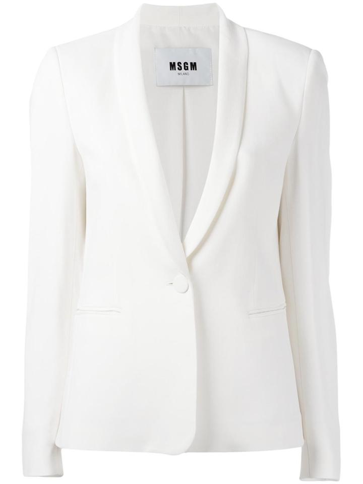 Msgm Single Button Blazer - White