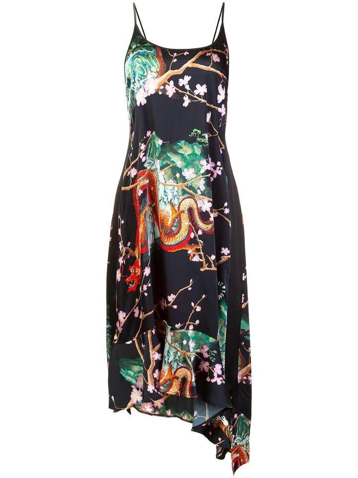 Paco Rabanne Printed Asymmetric Dress, Women's, Size: 38, Black, Spandex/elastane/viscose