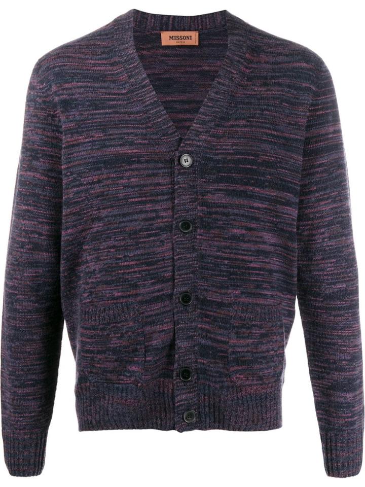 Missoni Striped Fine Knit Cardigan - Blue